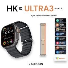 Bubitechh Hk10 Ultra 3 49M Akıllı Saat  2 kordon Siyah