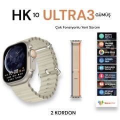 Bubitechh Hk10 Ultra 3 49M Akıllı Saat 2 Kordon Gümüş