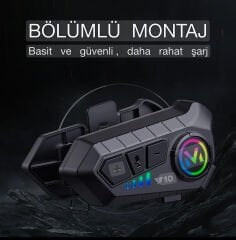 Y10 Kask Kulaklık Y10 Bluetooth Motosiklet Kulaklık 5.0 Bluetooth Intercom Motosiklet Kulaklık