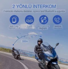 Y20 Max Kablosuz Bluetooth Motosiklet Kask İntercom - Çift Telefon Destekli IPX6 Su Geçirmez