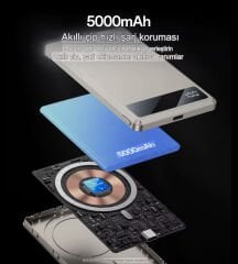 Yesido 5000mAh Ultra İnce 15W Kablosuz Hızlı Şarj Power bank